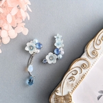 🆕氷の華のしずく アシンメトリー イヤリング ピアス イヤーカフ 【スワロフスキー使用】     