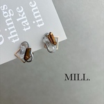【MILL.】天然石　透明感　ブロンズ　シルバー　ゴールド　スクエア　揺れない　小さめ　オールイズウェル
