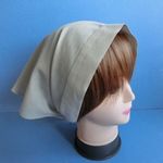 ベージュ・ちょこっとレース　ギャザーバブーシュカ・三角巾