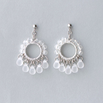 《季節限定》frost crystal hoop  (silver)  イヤリング  ピアス  ノンホールピアス