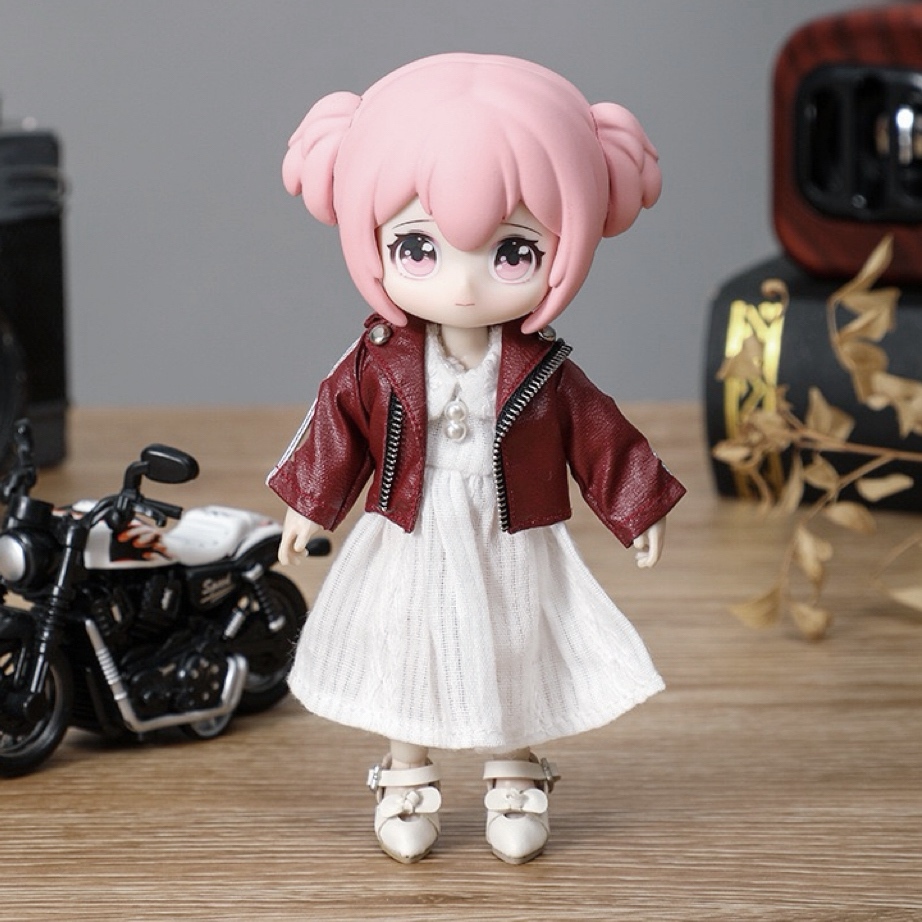 ライダースジャケット 赤 革ジャケット 服 オビツ11 ねんどーる