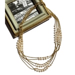 0884AVON VINTAGE  ボリュームパールネックレス　ヴィンテージ　ロングネックレス　アンティーク  クラシカル　大ぶり　ナチュラル　結婚式　ブライダルビーズ　ヴィンテージ
