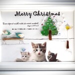 シーグラスアート「メリークリスマス」猫とクリスマス　036