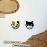 猫のピアス(三毛&白黒)