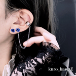 薔薇のチェーンピアス-両耳用 / ゴシック  メンヘラ イヤーカフ 軟骨 ヲタ活 サージカルステンレス 14G 16G 18G メンズ ピンク ブランド 系 調 地雷 病みかわ 軟骨 病みかわいい