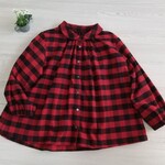 お値下げ★起毛赤黒チェックギャザーブラウス