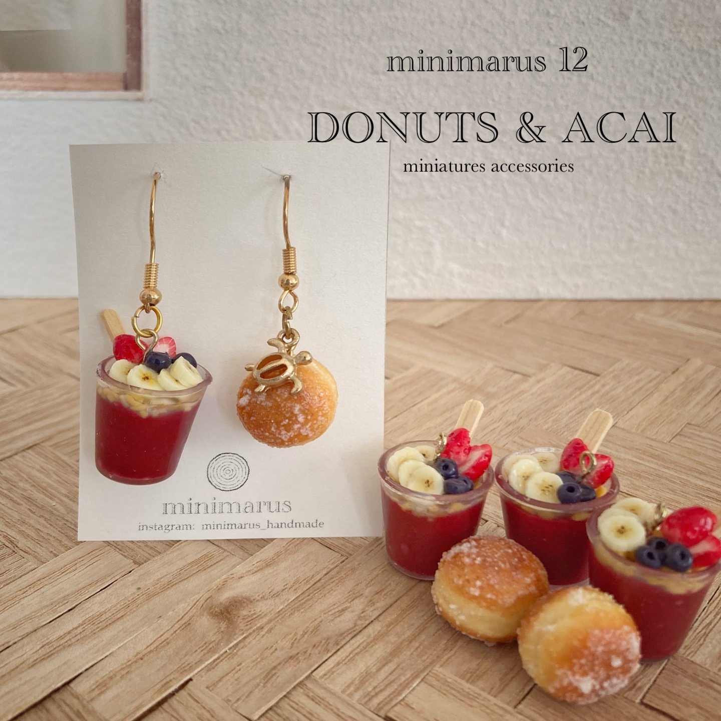 【傘さくら柄・オレンジ】樹脂粘土・ミニチュアフード・ピアス 傘さくら柄・オレンジ】樹脂粘土・ミニチュアフード・ピアス 傘さくら