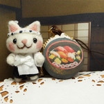 「へいお待ち！」猫寿司職人とマカロンコインケース