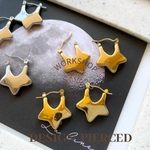 ☆再入荷【2pcs】ステンレスピアス　ラウンドスター　ゴールド