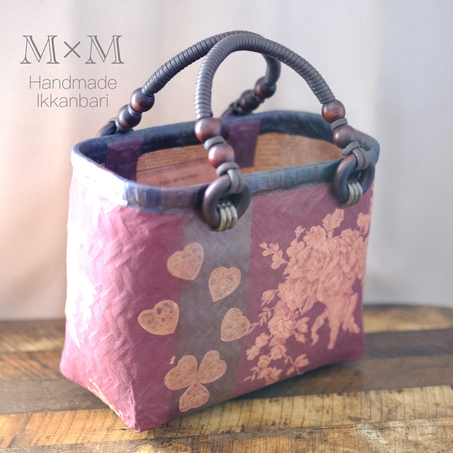 ◇送料込み◇一閑張り◇天使×和紙の一閑張りかごバッグ - M × M's