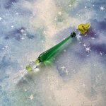 宇宙の羽根のガラスペン　黄緑