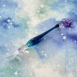 宇宙の羽根のガラスペン 藍