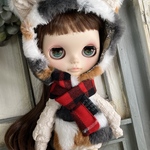 2356 ブライスさんのみけ猫なれるワンピースコーデ　Blythe ブライス アウトフィット 洋服　ドールハウス  ミニチュア