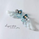 🪽Angel Wing ✵ むっちり天使の羽の耳飾り【BLUE】  ピアス・イヤリング  《暗闇で光る蓄光タイプ》  両耳用 