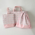 peach ピンク 3点セット ピーチピンクレッスンバッグ　上履き袋 巾着袋 入園・入学グッズ オーダー販売【送料無料】
