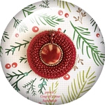 Christmas wreath (red)クリスマスリース赤　〜Coup de Coeur 〜ビーズ刺繍ブローチ