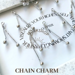 ☆再入荷【4pcs】ダブルボールチェーンチャーム　プラチナシルバー
