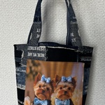 blue denim patches ヨークシャーテリア丸底ミニバッグ　