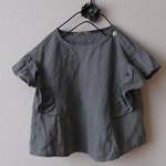 再販　LINEN フリルチュニック *サックス*　size 80