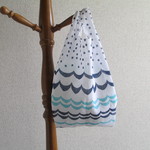 手ぬぐいdeエコバッグ　波もよう☆海編
