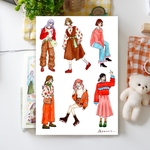 【NEW】秋コーデ女の子シール30（girls sticker30）人物ステッカー