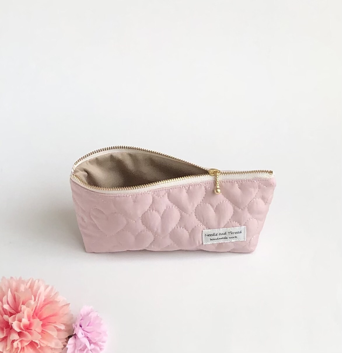 はんぺんさま専用ページ♡カントリーハート　コレクションケース ハートキルト♡ペンケース 筆箱 くすみピンク ペンポーチ 可愛い