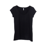 黒のVネック シンプル コットンＴシャツ