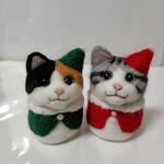 羊毛フェルト サンタ猫 2匹セット