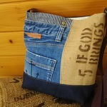 ☆sale☆リメイクデニムとジュートのショルダーバッグ