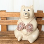 あったかミトン*ベージュ*しろくま貯金箱に