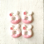 デコパーツ 4個  ドーナツ うさぎ ピンク 小さめ カボション 樹脂