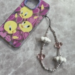 🩷ビーズストラップ🩷ぷっくりハート×雲ビーズ☁️パール調ビーズmixカラー✨