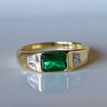 SALE＊クラシックスタイル＊グリーンキュービックジルコニア　指輪＊12号　GP