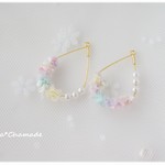 ふわふわ　namida　の　パステル毛糸　イヤリング or　ピアス