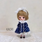 プチブライスアウトフィット　リバティ【フェントン】ネイビー　2点セット　ハンドメイド　服