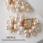 6月のお誕生石⭐︎.*。淡水パールのたっぷりフープピアス/イヤリング 