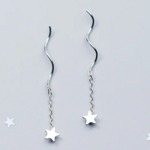 【MAP08】とってもちっちゃな　幸せを呼ぶ流れ星　ミニチェーンピアス　Silver925　PT900メッキ／つけっぱなし アレルギー対応 ／春夏秋冬　大振り　おしゃれ　パーティー 