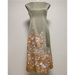 【sold out】#10009 グリーン（松葉色） 花丸文 色留袖 着物ドレス 着物ワンピース フォーマル 和柄