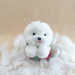 ブーツに入ったビションのオーナメント大　グリーン　　　　　　　　　　　　　　　　　　　　ビションフリーゼ　プードル　トイプードル　ボロニーズ　