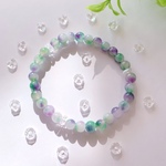 【送料無料】💜🤍カラフルジェイド💚　パープル・グリーン・ジェイド・カット水晶　天然石ブレスレット