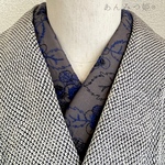 綿の刺繍半衿　紺碧の花