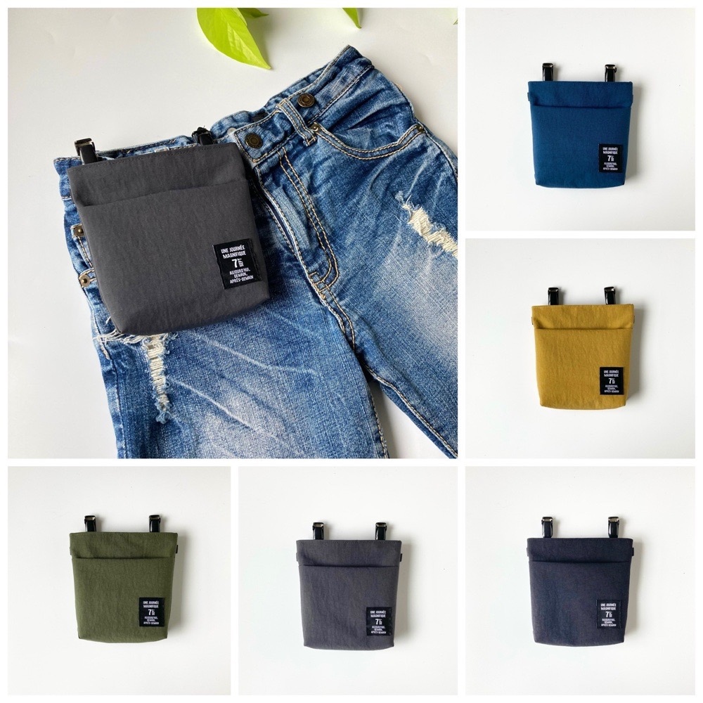 移動ポケット☆オーダー受付中☆フリル☆フタなし☆ハンドメイド 移動ポケット フリルファスナーくすみカラーオックス① 女の子用