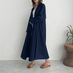 コットン100％ネイビーカシュクールワンピース(navy)