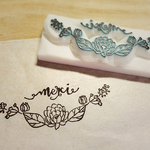 【送料無料】北欧花の半リースMerciありがとう 消しゴムはんこ