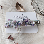 グレイッシュパープル小花のシルバーヘアクリップ
