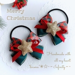 クリスマス🎄キッズリボンヘアゴム＊雪の結晶クリスマスカラー〘スターグリーン〙