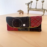 「久留米紬と刺し子のマルチポーチ」