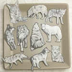 【狼①】フレークシール 23枚 ハンドメイド オオカミ 個性的 おおかみ wolf