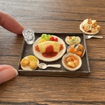 ミニチュア　オムライス定食