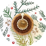 Christmas Wreath gold 〜Coup de Coeur〜ビーズ刺繍ブローチ